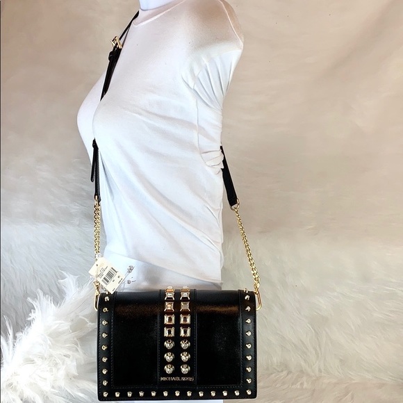 🖤New MICHAEL KORS 🖤LARGE FLAP BLACK CHAIN XBODY - Picture 3 of 10